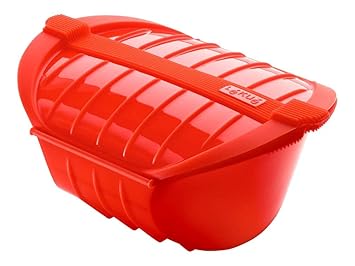 Lékué - Estuche hondo de vapor XL, capacidad de 1000 ml, para 3-4 personas, color rojo