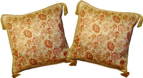 Aubusson Style 2 Cushion/pillow Cover 18" Embroidered with Intricate Golden Threads 03G