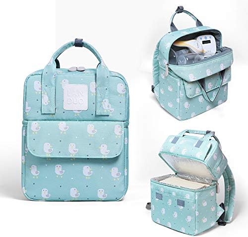 Breast Pump Bag Backpack - Cooler and Moistureproof Bag for Mother Baby Bottle Breast Milk Pump Outdoor Working Backpack Diaper Bag (Green)