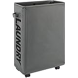 TOTANKI 22" Rolling Slim Laundry Basket with Handle on Wheels (4 Colors), Foldable Laundry Hamper, Collapsible Laundry Sorter