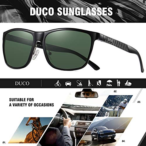 DUCO Polarisierte Herren Sonnenbrille Retro Rechteckiger Rahmen für Unisex Vintage Brille mit UV400 Schutz Sportbrille Metallrahmen 8200 – Bild 7