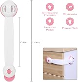 Vicloon Child Safety Cupboard Locks 6 Pcs No Screws 3M Adhesive Pink view 2