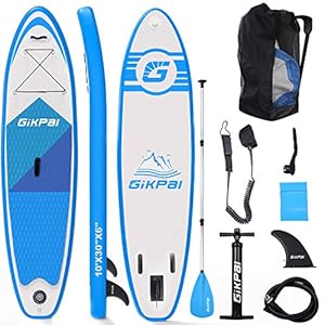 Fixget, Stand Up Paddling Sup Board 10 Foot 33 Inches 330 Pound Load Capacity Adjustable Inflatable 6 Inches Thick Surfboard Set, Unisex, Azul