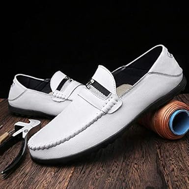 Mens Comfort Loafers Leather Spring//Fall Comfort Loafers /& Slip-Ons Walking Shoes Wearable Black//Blue//White