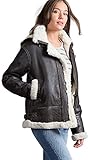Jane Sheepskin B-3 Bomber Jacket, BROWN/CREAM, Size SMALL (6)
