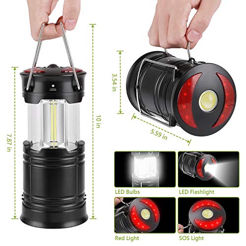 MOICO 2 Pack LED Camping Lantern, Rechargeable 4 Modes Camping Lights, 500 Lumen, Collapsible, Water Resistant Light, Battery-Powered Lanterns for Camping Outdoor Hurricane Outage& Emergency