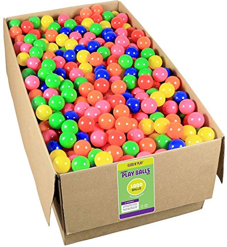 Click N' Play Pack of 1000 Phthalate Free BPA Free Crush Proof Plastic Ball, Pit Balls - 6 Bright Colors in Reusable and Durable Storage Mesh Bag with Zipper