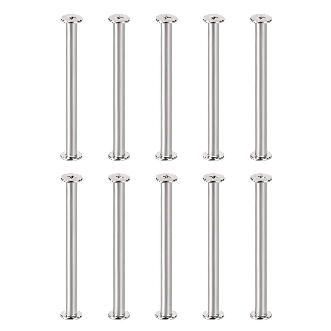 sourcing map Screw Post Fit for 3/16"(5mm) Hole Dia, Female 4x65mm Belt Buckle Binding Bolts Leather Fastener Carbon Steel 10 Sets