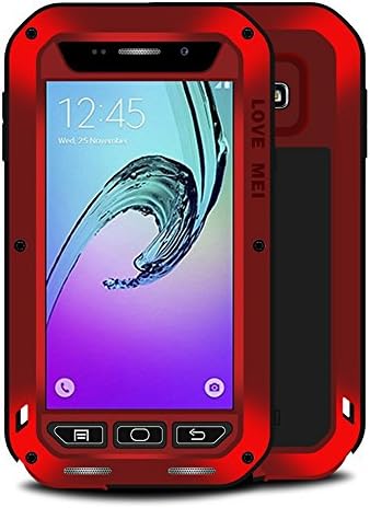 Galaxy A3100 Case, Tank Extreme Hard Gorilla Glass Luxury Aluminum Alloy Protective Metal Water Resistant Shockproof Military Bumper Heavy Duty Cover Shell Case for Samsung A3100 A310F A3 (Red)