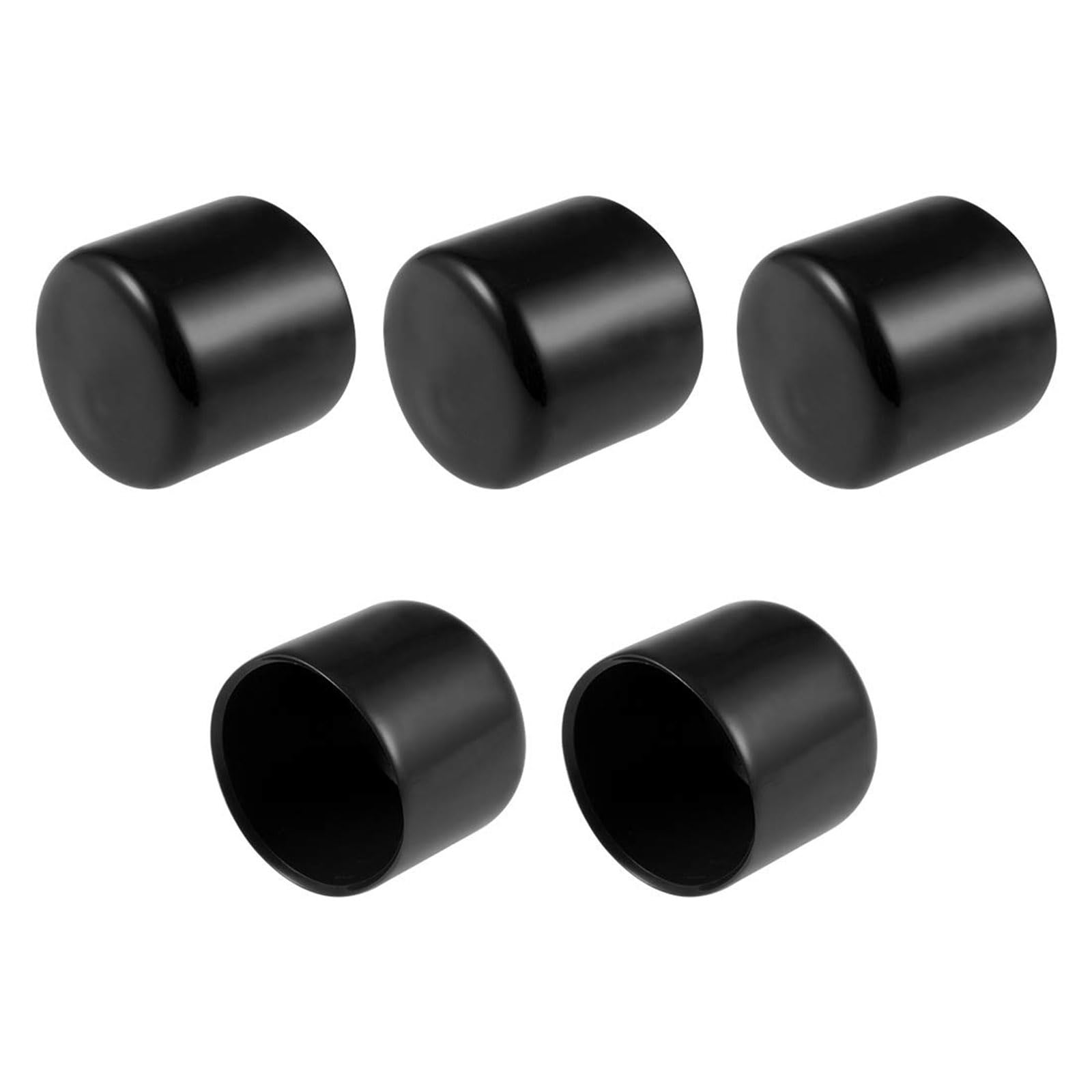 TA-VIGOR 5Pcs Rubber End Caps, 35mm ID Round Flexible Screw End Caps Thread Protectors, Black Vinyl Bolt Covers Rubber Covers for Screws, Tubes, Cables, Wires, etc