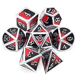 Haxtec DND Metal Dice Set D&D Red and Black Metal