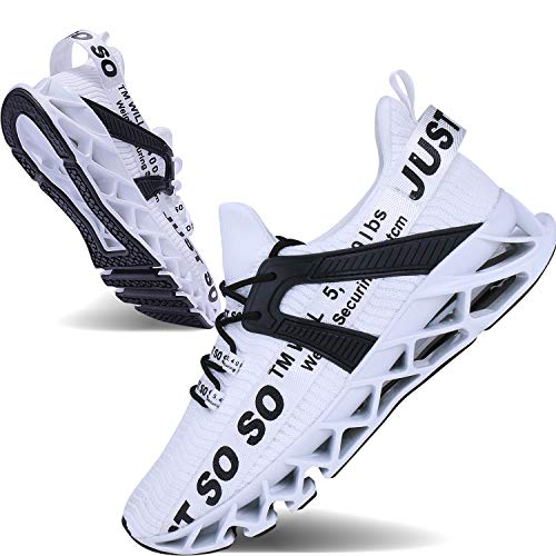 Mens Running Shoes Non Slip Athletic Walking Blade Type Sneakers White,US 8.5