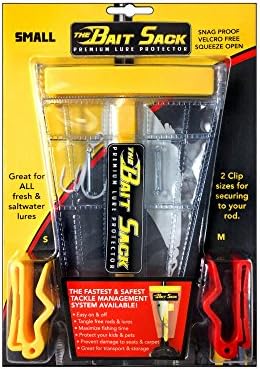 Cal Coast The Bait Sack - Fast, Easy, and Secure Holder for Bait, Hook, and Lure - Clip Easily onto Your Rod - Keeps Line Untangled - Offers Protection from Hooks - Clear (Small)