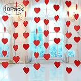 10 Pack Valentine's Day Heart Hanging Decorations Garland Banner - Wedding Party Backdrop Decor Supplies
