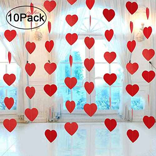 Ontop 10 Pack Valentine's Day Heart Hanging Decorations Garland Banner - Wedding Party Backdrop Decor Supplies ...