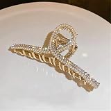 VNEWSCHI Pearl Crystal Hair Claw Clips Big Non Slip Strong Hold Hairpins Women view 2