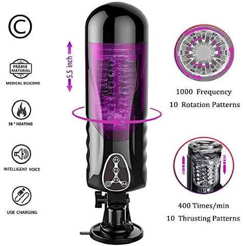 BZone - March Sale USB Automatic High-Speed Telescopic Rotating Voice Privacy Machine Blo-wj-ob Mouth Funny Toys Privacy Products for Men Electric Male Manuals,Black/purple-N6M9