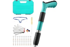 SBOQIXFM Manual Steel Nail Gun Tool, Nail Wall Fixing Tool of Cement Wall, Concrete Nail Gun, Mini Portable Nail Shooting Machine with 20 Nails, Home Woodworking（Blue）