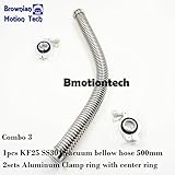 _BMT_ Combo 3 KF25 flange Stainless steel vacuum bellow hose 19.6” / 500mm + 2 sets KF25 Aluminum clamp + 2 sets Aluminum centering ring with Buna-N O-ring