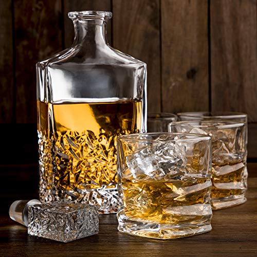 image for keller and kross Whiskey Decanter and Glass Set, Genuine Lead Free Cry