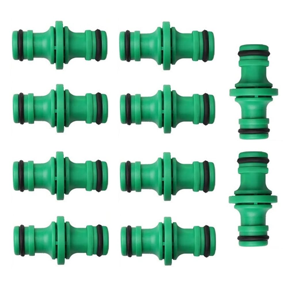 Voarge Pack of 10 Double Plug Hose Connector Extender, Green Garden Hose Coupling for Car Washing and Garden Hose Pipe Connection (Green)