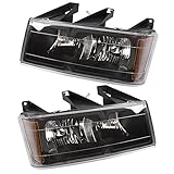Driver and Passenger Headlights Headlamps with Black Bezels Replacement for Chevrolet GMC Isuzu Pickup Truck 20766569 20766570