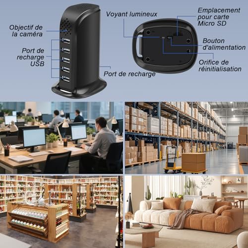 Yadayuki Caméra Cachée WiFi 2.4/5G,HD 1080P Caméra Espion, Mini Camera Espion sans Fil avec Détection de Mouvement/Enregistrement en Boucle ＆Consultation à Distance