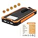 Solar Charger, Zonhood 15000mAh Portable Solar Power Bank Dual USB Backup Battery Pack Charger, Solar Phone External Battery Charger with 6 LED Flashlight for iPhone, Android, Tablet Camera and More