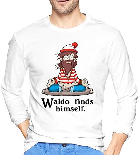 Fashion,Adjustable,Men's WALDO FINDS HIMSELF Funny Adult India Round Neck Long-Sleeved T-shirt T-shirts