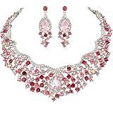 EVER FAITH Women's Austrian Crystal Flower Cluster Teardrop Necklace Earrings Set