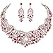 EVER FAITH Women's Austrian Crystal Flower Cluster Teardrop Necklace Earrings Set
