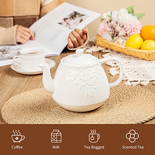Toptier Leaf Teapot, Porcelain Tea Pot with Stainless Steel Infuser