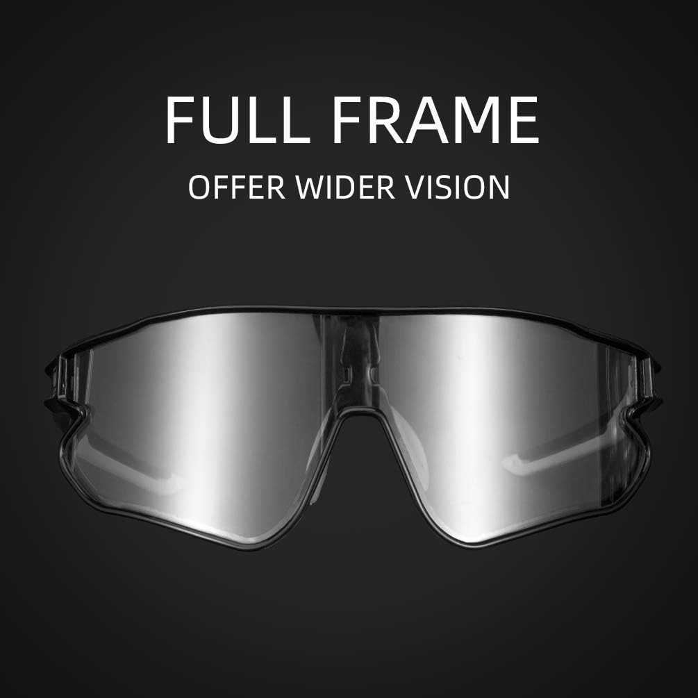 Photochromic Sunglasses for Men Women Bike Glasses 100% UV Protection: Clothing