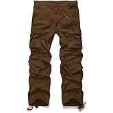 OCHENTA Men's Casual Military Cargo Pants Relax Fit, 8 Pockets Work Combat Outdoor Hiking Slacks Brown Coffee 30