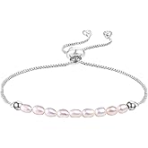 Dainty Gold Bracelets for Women | 18K Gold Plated Freshwater Cultured Pearl Bracelet for Women Adjustable Chain Cute Pearl Jewelry Christmas Gift Valentine's Day Gift
