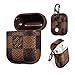 Leather Designer Case, Protective Shockproof Case Cover with Carabiner Keychain Compatible with Apple AirPods Charging Case for Men and Women (Brown)