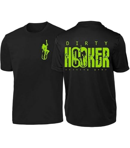 Dirty Hooker Fishing Gear, Short Sleeve Premium Tee with Vintage Logo (Maroon, Small)