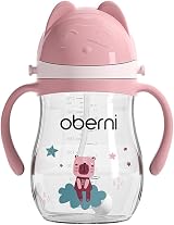Oberni Baby Sippy Cup with Handle & Strap 270ml Pink Tritan BPA-Free