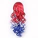 OMORFIEER Long Wavy Wigs for Women American Flag Wig 4th of July Costume Wig Red White and Blue Wigs