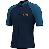 GoldFin Men Wetsuit Top, Mens Short Sleeve Wet Suit Neoprene Jacket 2mm Front Zipper Wetsuits Shirt Cold Water Swim Scuba Diving Surfing Snorkeling
