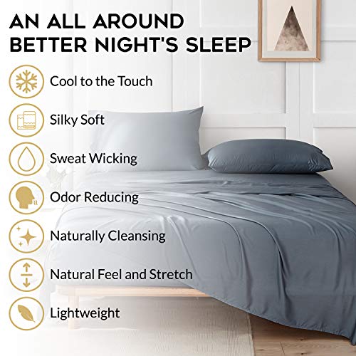 YNM-100-Bamboo-Sheet-Set-400TH-Durable-Natural-Bamboo-Sheets-Collection-4-Piece-Set-Includes-Flat-Sheet-Fitted-Sheet-and-2-Pillowcases-Queen-Blue-Grey