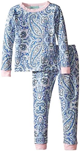 BedHead Kids Baby Girl's Long Sleeve Long Pants Set (Toddler/Little Kids) Indigo Boho Paisley Pajama Set