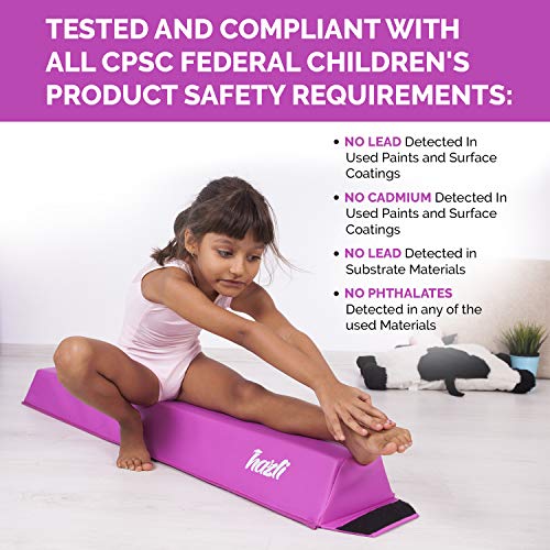 Hazli Folding Gymnastics Balance Beam for Home Practice - 8 ft Balance Beams for Gymnastic - Great Balance Beam for Kids - Soft Yet Sturdy Gym Equipment for Children (4ft Pink Sectional Beam) - Thumbnail 4