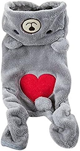 Bohai Pet Puppy Dog Love U Red Heart Bear Warm Fleece Hoodie Winter Clothes Jumpsuit Coat