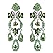 EVER FAITH Bridal Silver-Tone Flower Vase Chandelier Pierced Dangle Earrings Austrian Crystal Green