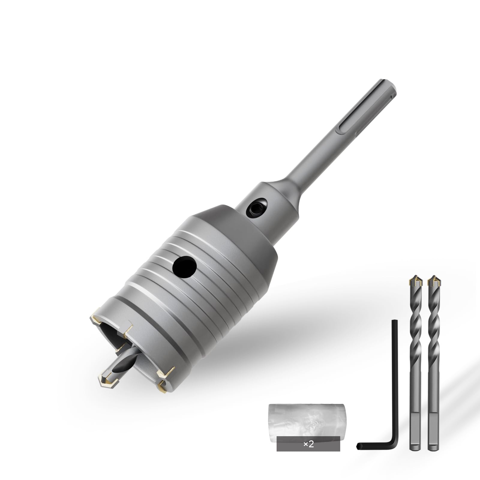 CSOOM 45 mm Concrete Hole Saw with 110 mm SDS-Plus Extension, Carbide Tip, 2 Pilot Drills, 2 Dust Bags — image 1