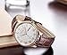 SONGDU Mens Day Date Dress Watch with Roman Numeral Rose Gold Tone and Brown Leather Strap