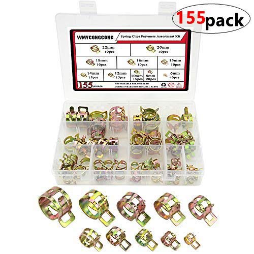 WMYCONGCONG 155 PCS Spring Clips Silicone Vacuum Fuel Hose Line Water Pipe Air Tube Clamps Fasteners Assortment Kit 6mm 8mm 10mm 12mm 14mm 15mm 16mm 18mm 20mm 22mm