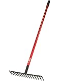 Bully Tools 92311 16-Inch Level Head Rake with Fiber Glass Handle and 14 Steel Head Tines, 60-Inch