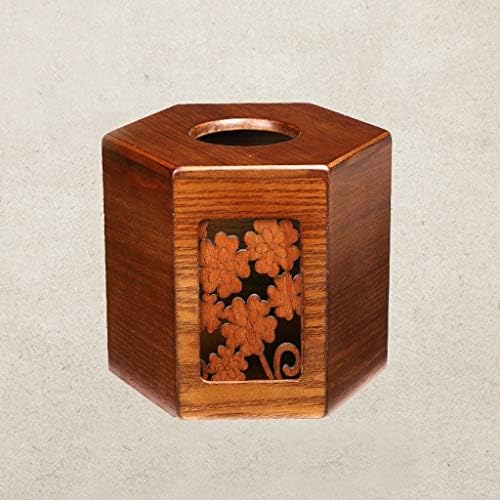 LYLLYL Wooden Tissue Box Household Paper Tray Chinese Hollow Vintage Paper Towel Tube Brown, White Optional tissue box (color : BROWN)